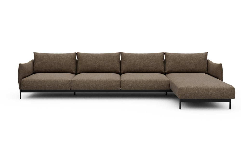 Kayto Modular Sofa - D3 - 385 x 185 cm - 3 Seater + Chaise - 817 Aivi Khaki Brown