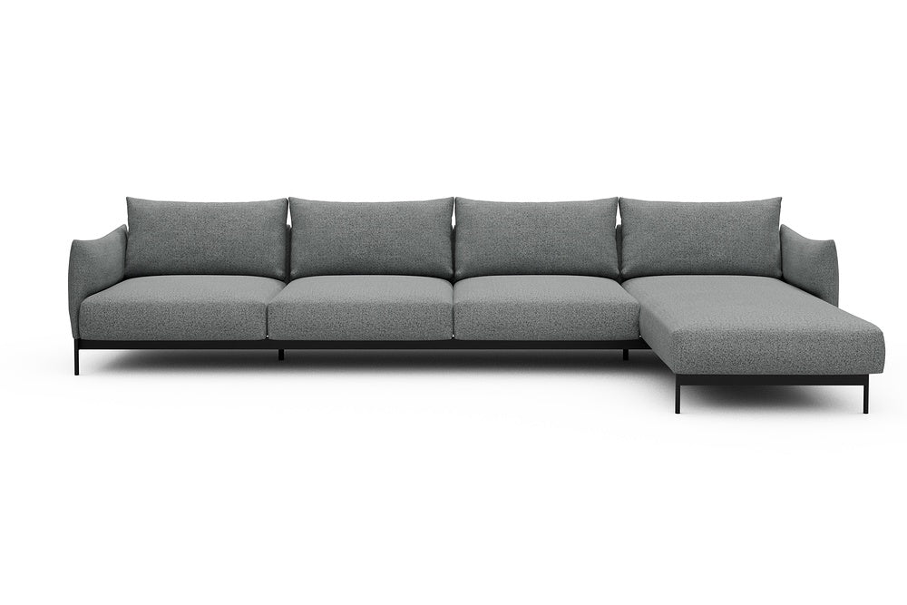 Kayto Modular Sofa - D3 - 385 x 185 cm - 3 Seater + Chaise - 819 Aivi Gravel Grey