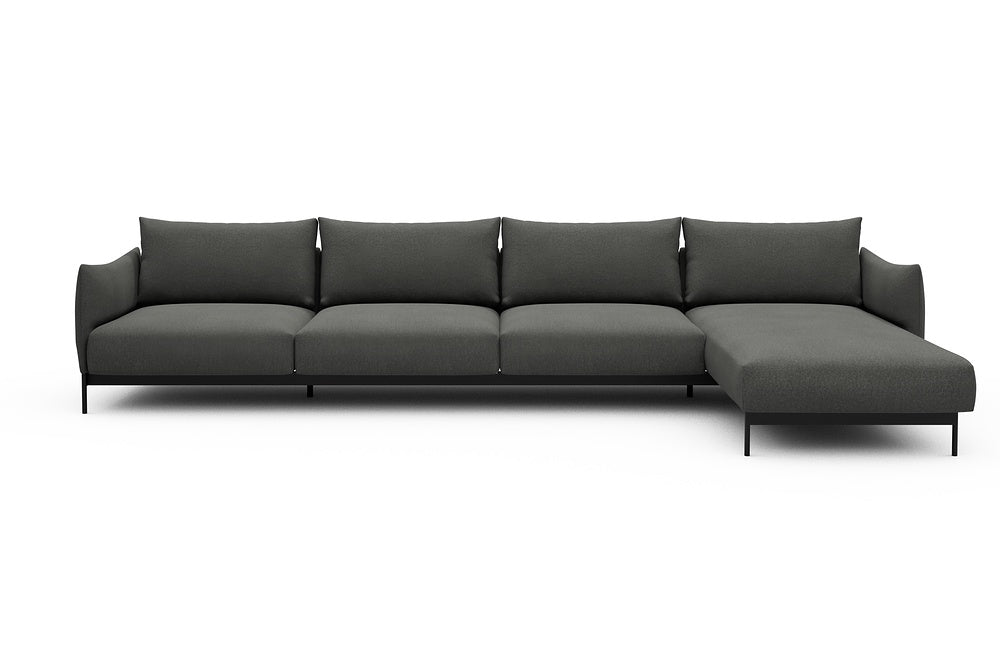 Kayto Modular Sofa - D3 - 385 x 185 cm - 3 Seater + Chaise - 852 Mahoga Seal Grey