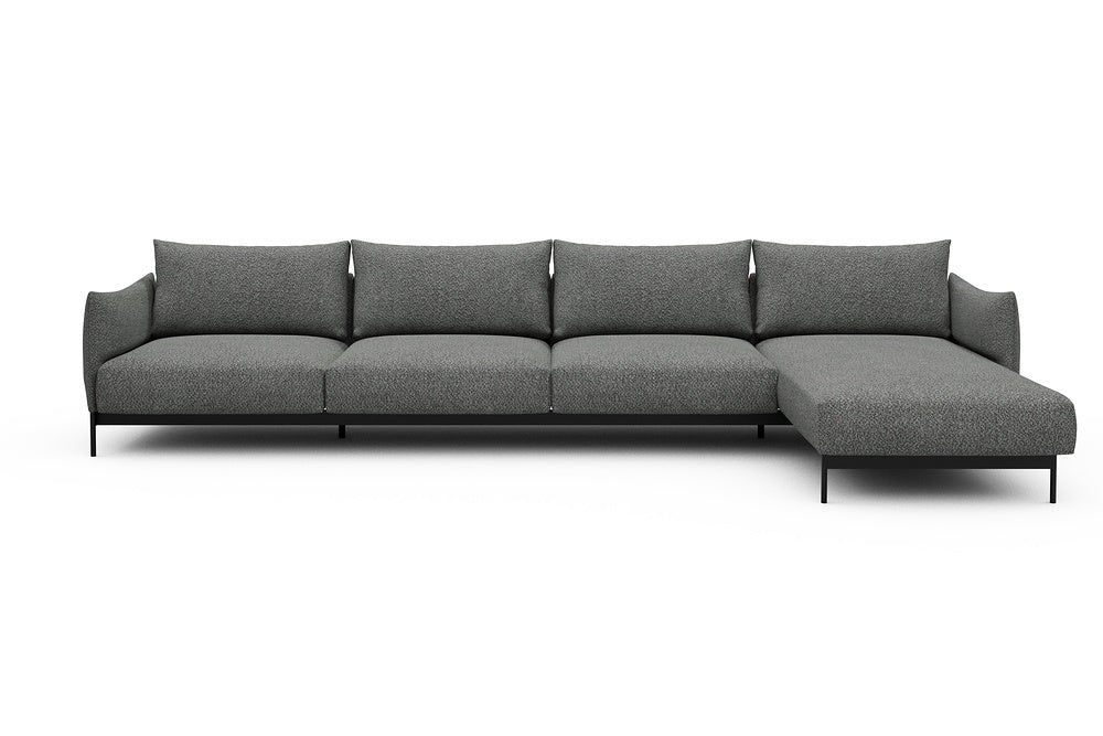 Kayto Modular Sofa - D3 - 385 x 185 cm - 3 Seater + Chaise - 868 Vanora Warm Grey