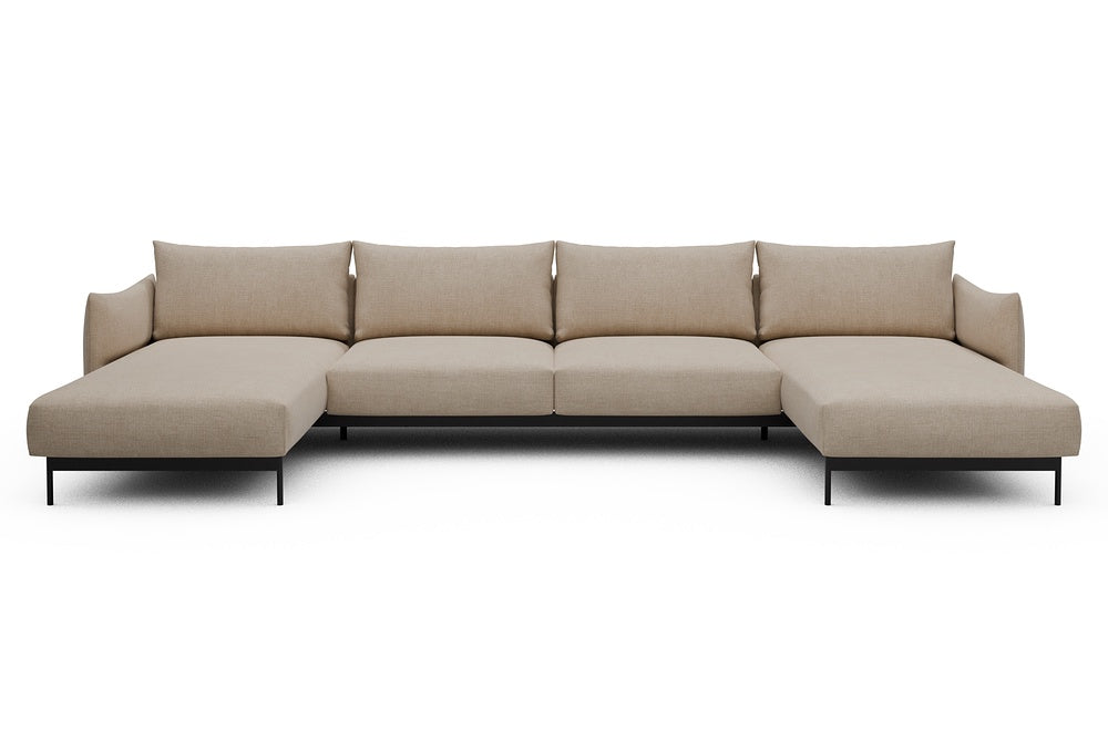 Kayto Modular Sofa - D4 - 385 x 185 cm - Chaise + 2 Seater + Chaise - 410 Esina Almond Beige
