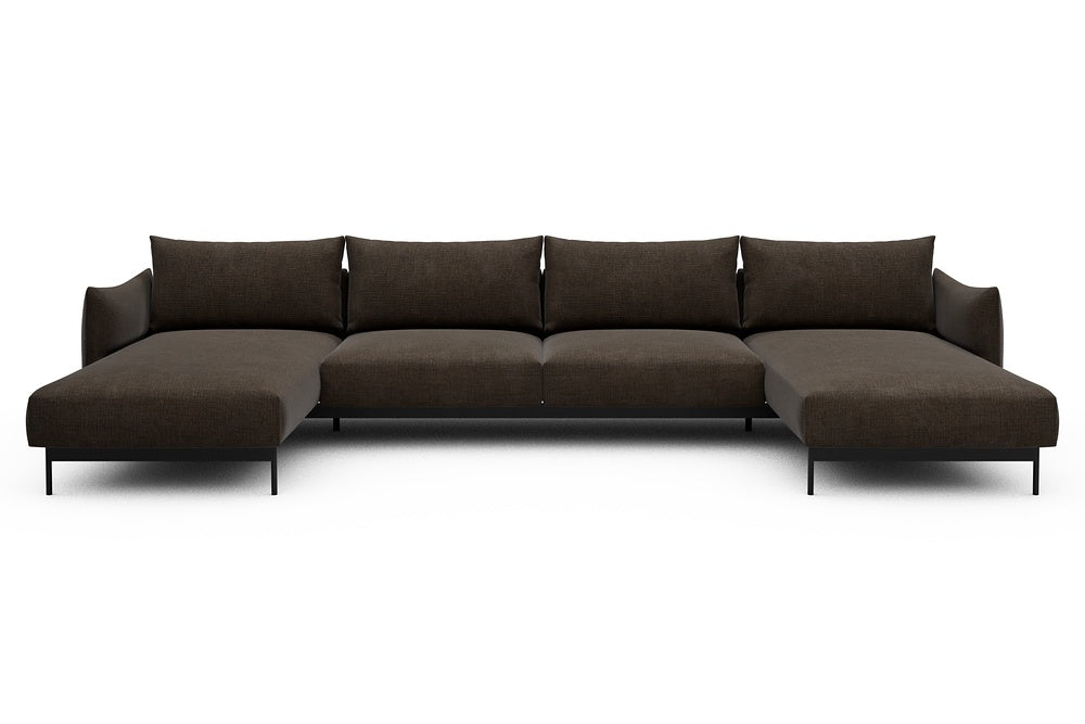 Kayto Modular Sofa - D4 - 385 x 185 cm - Chaise + 2 Seater + Chaise - 411 Esina Cedar Brown