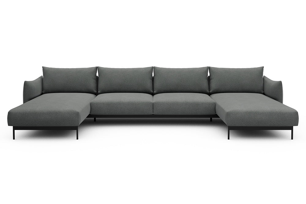 Kayto Modular Sofa - D4 - 385 x 185 cm - Chaise + 2 Seater + Chaise - 440 Satya Steel Grey