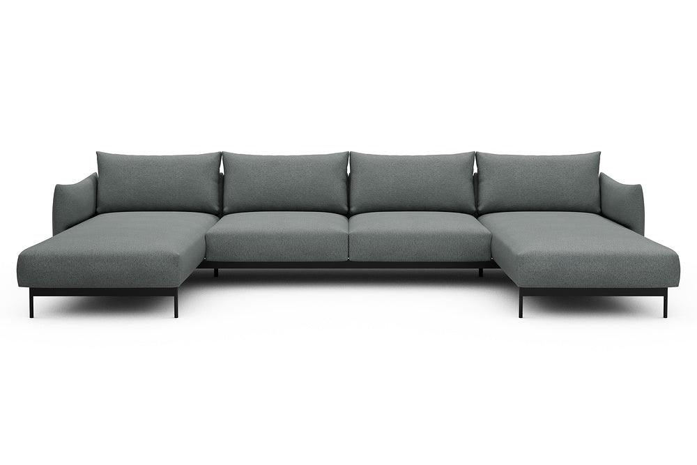 Kayto Modular Sofa - D4 - 385 x 185 cm - Chaise + 2 Seater + Chaise - 485 Denari Soft Grey