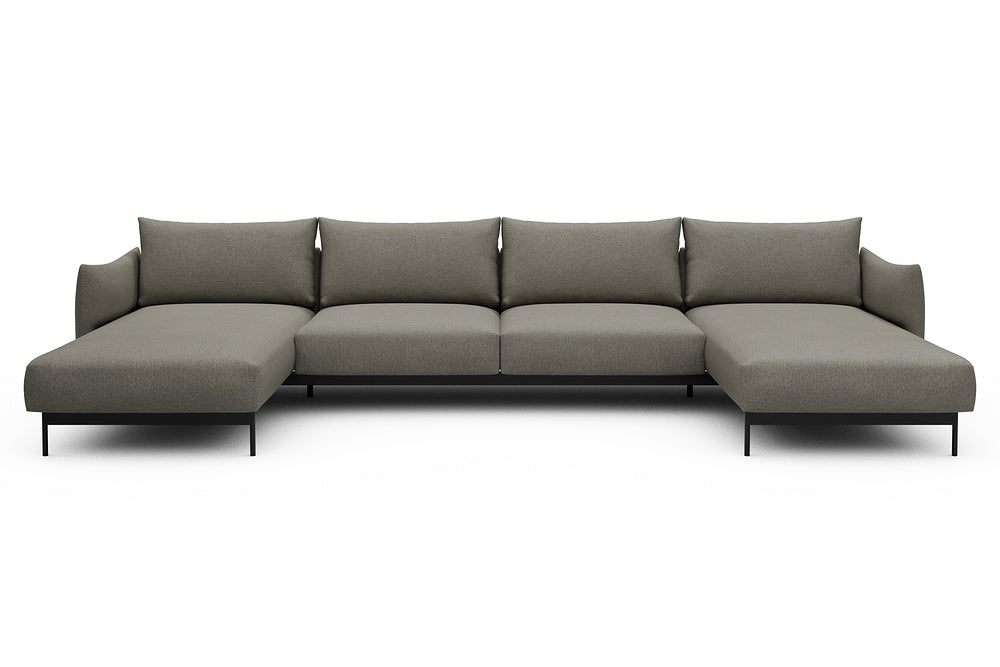 Kayto Modular Sofa - D4 - 385 x 185 cm - Chaise + 2 Seater + Chaise - 486 Denari Warm Grey