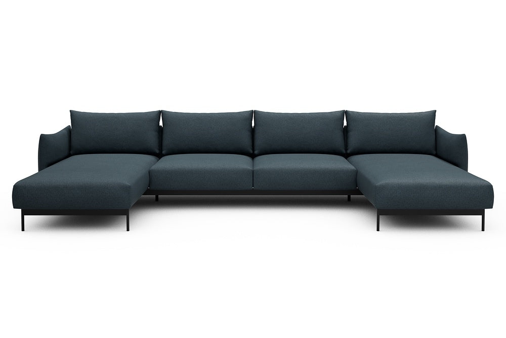 Kayto Modular Sofa - D4 - 385 x 185 cm - Chaise + 2 Seater + Chaise - 489 Denari Royal Blue