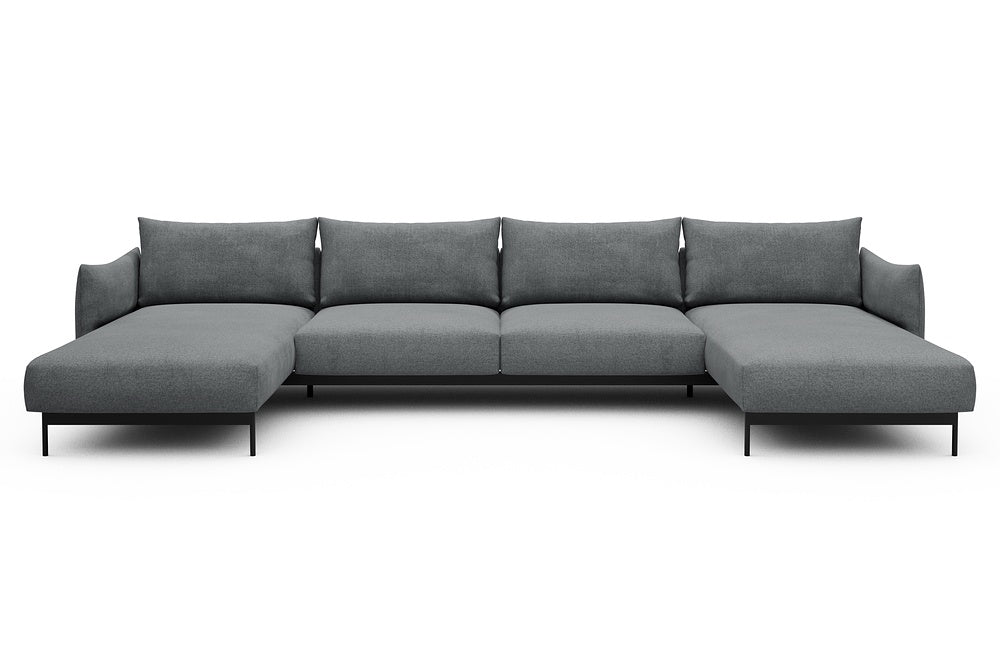 Kayto Modular Sofa - D4 - 385 x 185 cm - Chaise + 2 Seater + Chaise - 495 Casone Gravel Grey
