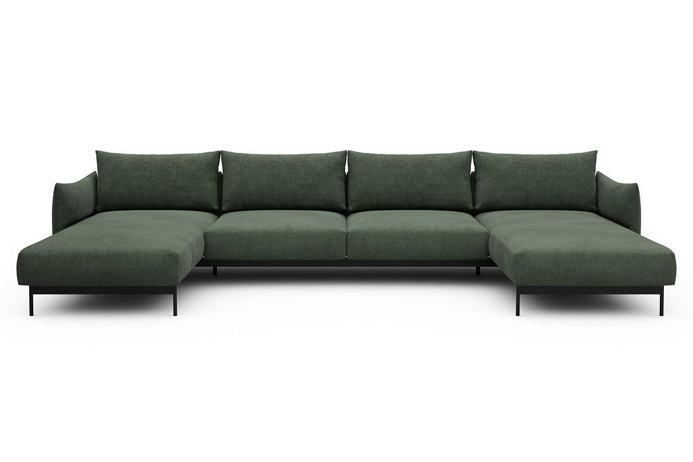 Kayto Modular Sofa - D4 - 385 x 185 cm - Chaise + 2 Seater + Chaise - 498 Casone Forest Green