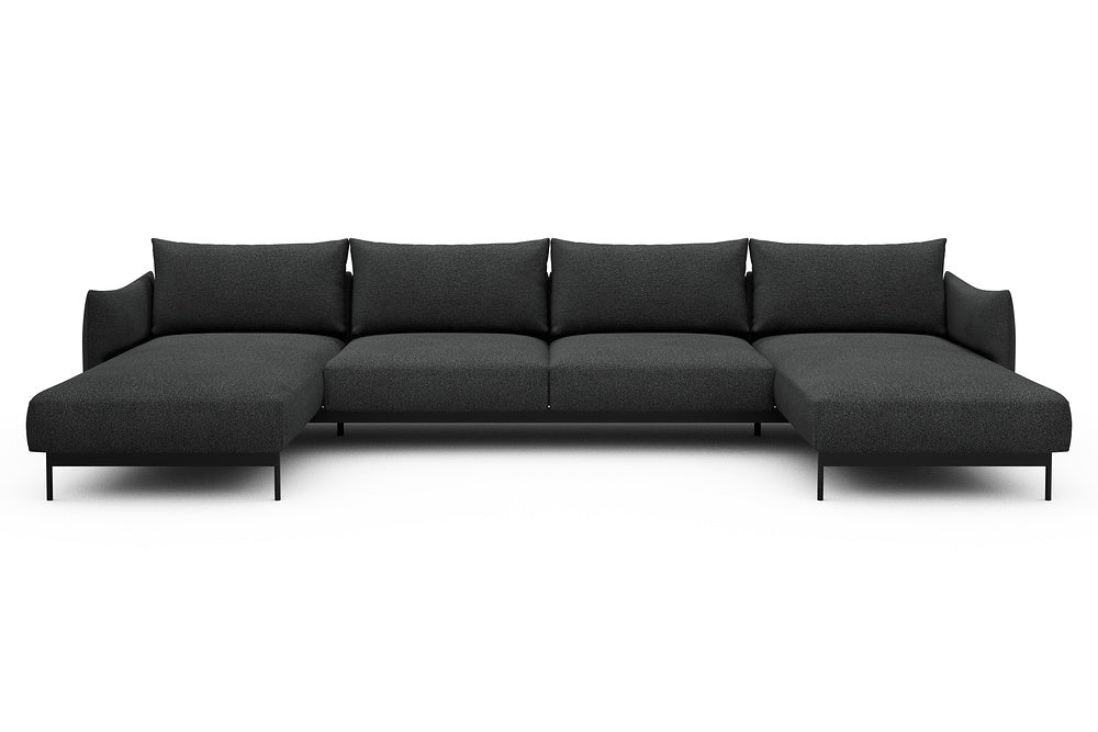 Kayto Modular Sofa - D4 - 385 x 185 cm - Chaise + 2 Seater + Chaise - 529 Bouclé Charcoal