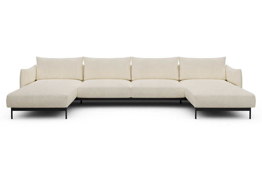 Kayto Modular Sofa - D4 - 385 x 185 cm - Chaise + 2 Seater + Chaise - 531 Bouclé Off White