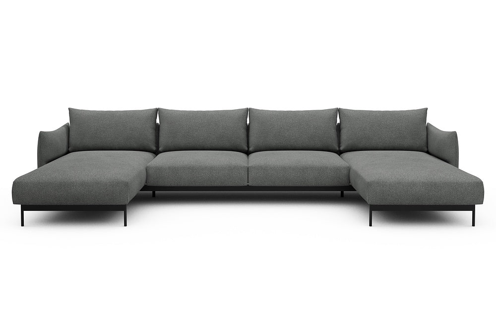 Kayto Modular Sofa - D4 - 385 x 185 cm - Chaise + 2 Seater + Chaise - 533 Bouclé Ash Grey