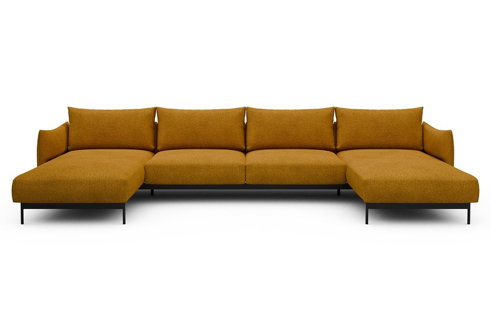 Kayto Modular Sofa - D4 - 385 x 185 cm - Chaise + 2 Seater + Chaise - 536 Bouclé Ochre