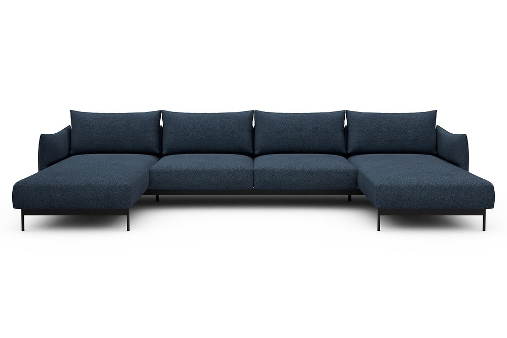Kayto Modular Sofa - D4 - 385 x 185 cm - Chaise + 2 Seater + Chaise - 537 Bouclé Blue