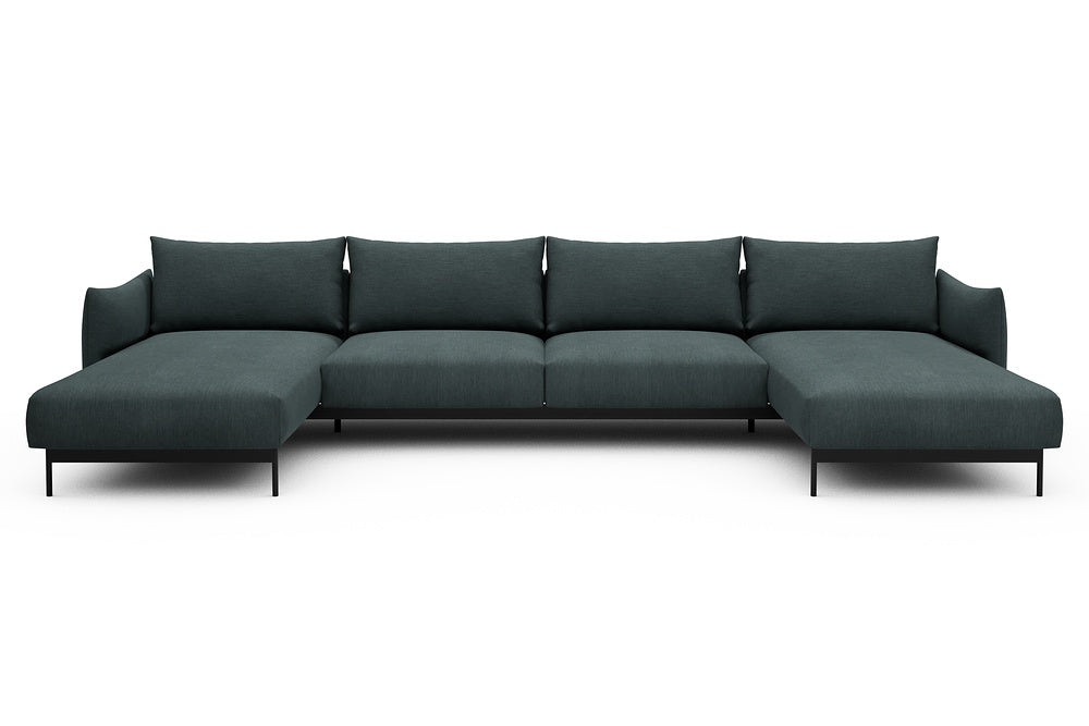Kayto Modular Sofa - D4 - 385 x 185 cm - Chaise + 2 Seater + Chaise - 573 Vivus Dusty Blue