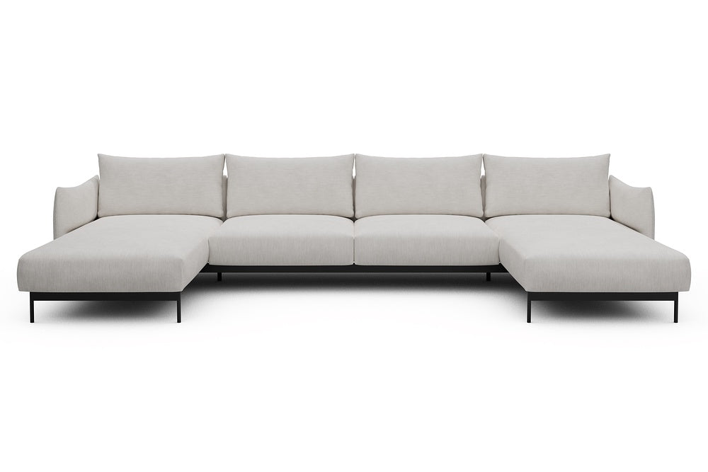 Kayto Modular Sofa - D4 - 385 x 185 cm - Chaise + 2 Seater + Chaise - 574 Vivus Dusty Off White