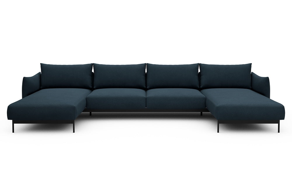 Kayto Modular Sofa - D4 - 385 x 185 cm - Chaise + 2 Seater + Chaise - 580 Argus Navy Blue