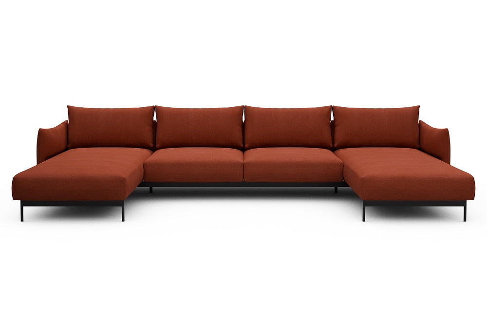 Kayto Modular Sofa - D4 - 385 x 185 cm - Chaise + 2 Seater + Chaise - 581 Argus Rust