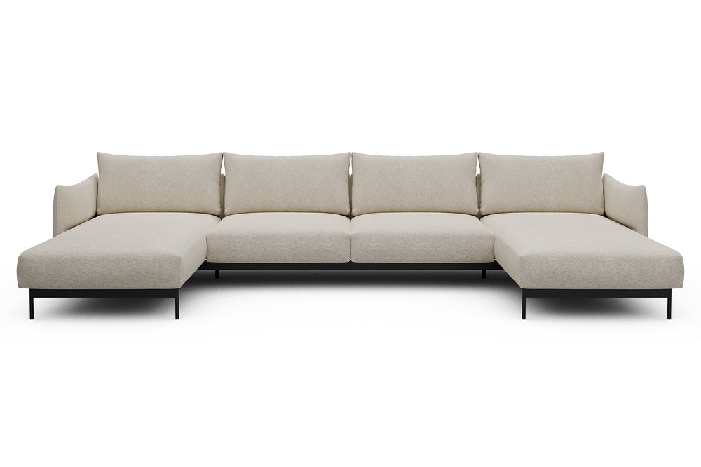 Kayto Modular Sofa - D4 - 385 x 185 cm - Chaise + 2 Seater + Chaise - 584 Argus Natural