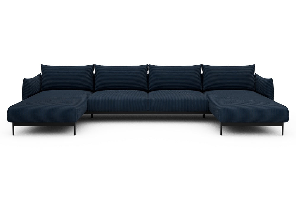 Kayto Modular Sofa - D4 - 385 x 185 cm - Chaise + 2 Seater + Chaise - 591 Corduroy Midnight-Blue