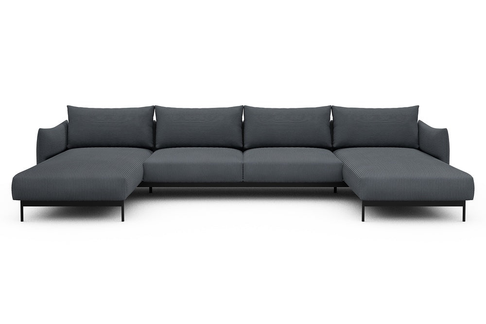 Kayto Modular Sofa - D4 - 385 x 185 cm - Chaise + 2 Seater + Chaise - 592 Corduroy Silvermist