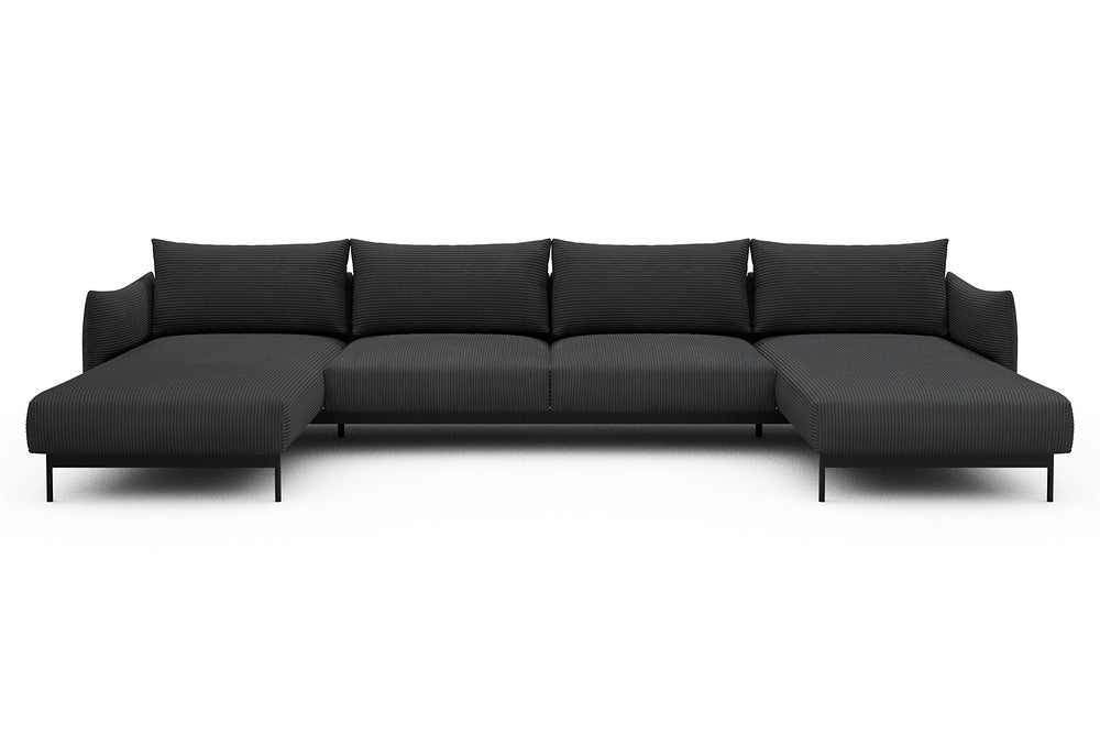 Kayto Modular Sofa - D4 - 385 x 185 cm - Chaise + 2 Seater + Chaise - 593 Corduroy Graphite