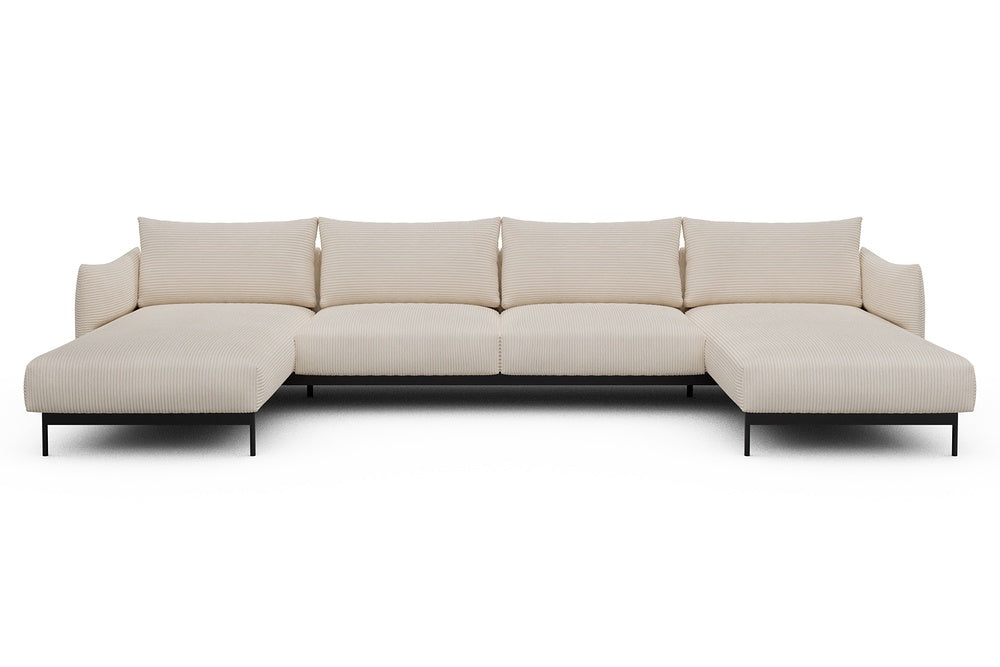 Kayto Modular Sofa - D4 - 385 x 185 cm - Chaise + 2 Seater + Chaise - 594 Corduroy Ivory