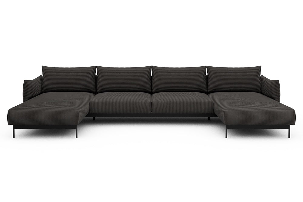 Kayto Modular Sofa - D4 - 385 x 185 cm - Chaise + 2 Seater + Chaise - 597 Corduroy Charcoal