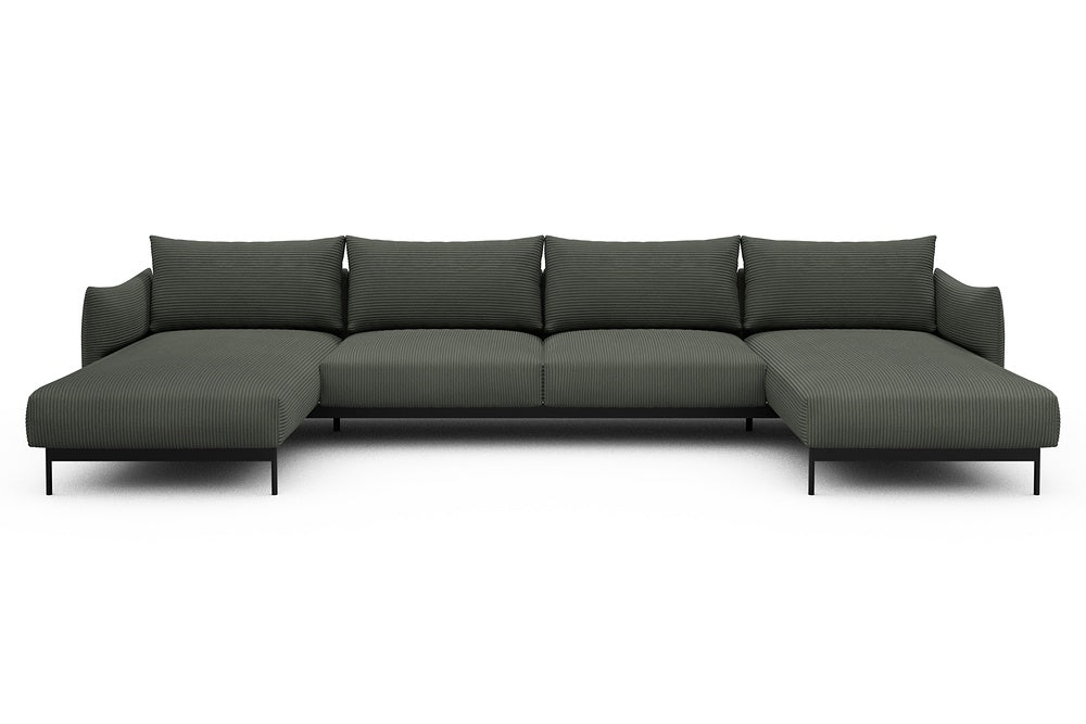 Kayto Modular Sofa - D4 - 385 x 185 cm - Chaise + 2 Seater + Chaise - 598 Corduroy Sage