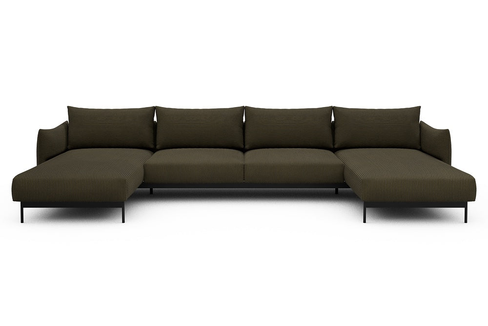 Kayto Modular Sofa - D4 - 385 x 185 cm - Chaise + 2 Seater + Chaise - 599 Corduroy Olive