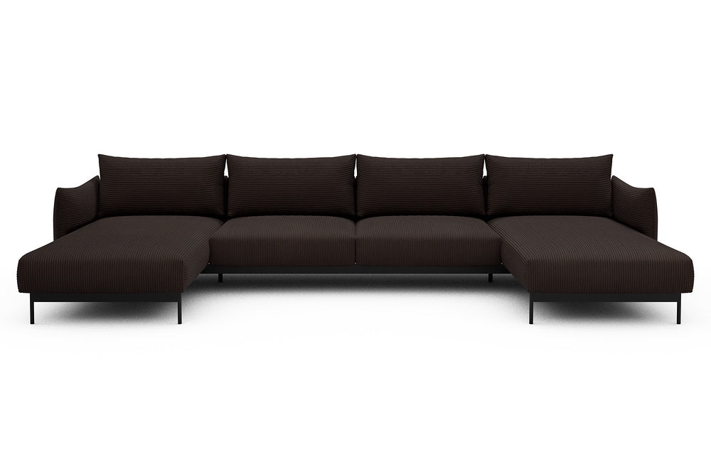 Kayto Modular Sofa - D4 - 385 x 185 cm - Chaise + 2 Seater + Chaise - 600 Corduroy Cocoa
