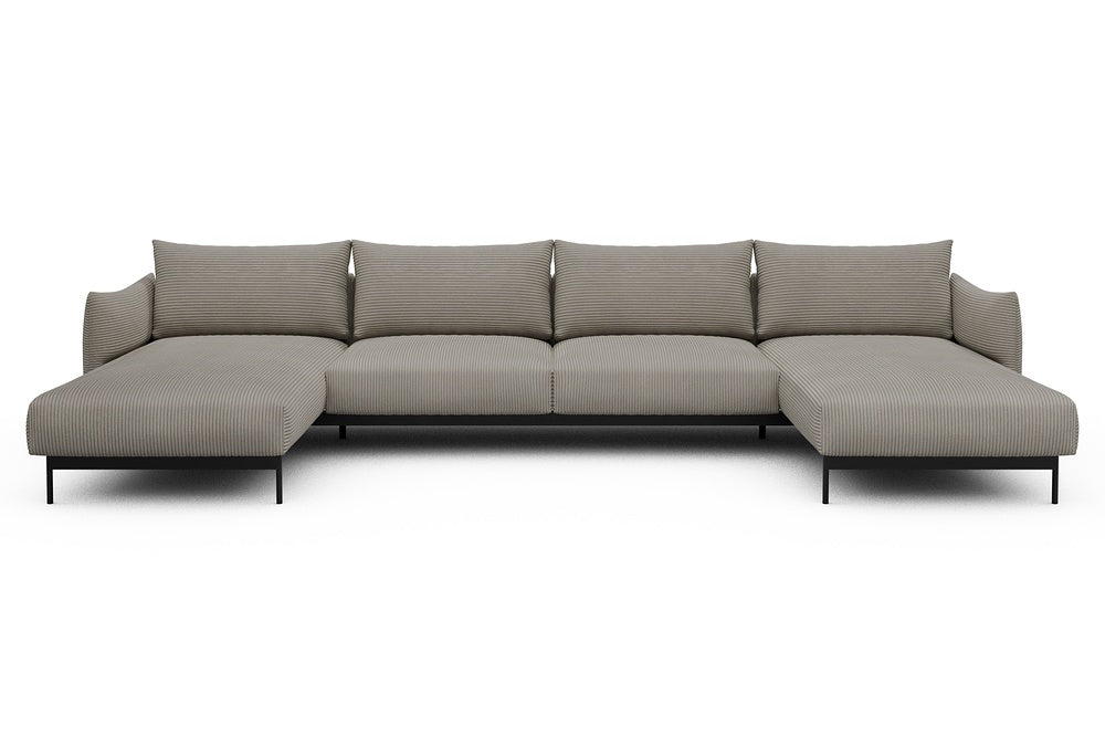 Kayto Modular Sofa - D4 - 385 x 185 cm - Chaise + 2 Seater + Chaise - 603 Corduroy Beige