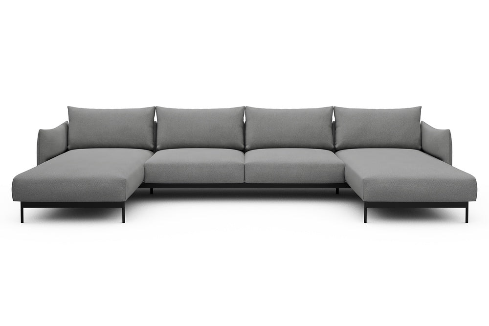 Kayto Modular Sofa - D4 - 385 x 185 cm - Chaise + 2 Seater + Chaise - 764 Cura Sand Grey