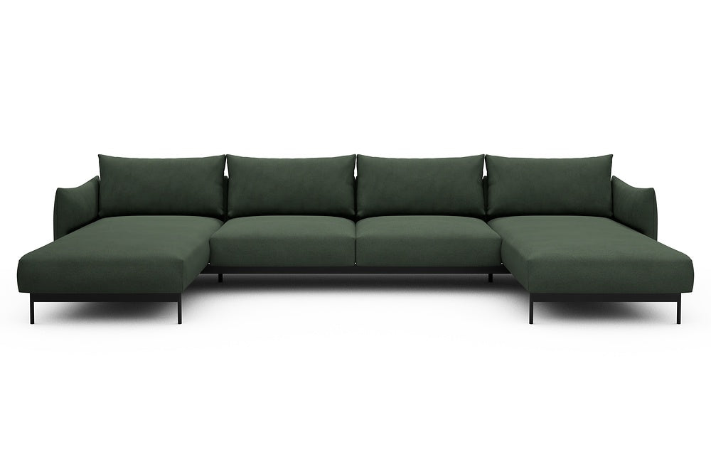 Kayto Modular Sofa - D4 - 385 x 185 cm - Chaise + 2 Seater + Chaise - 769 Cura Saga Green