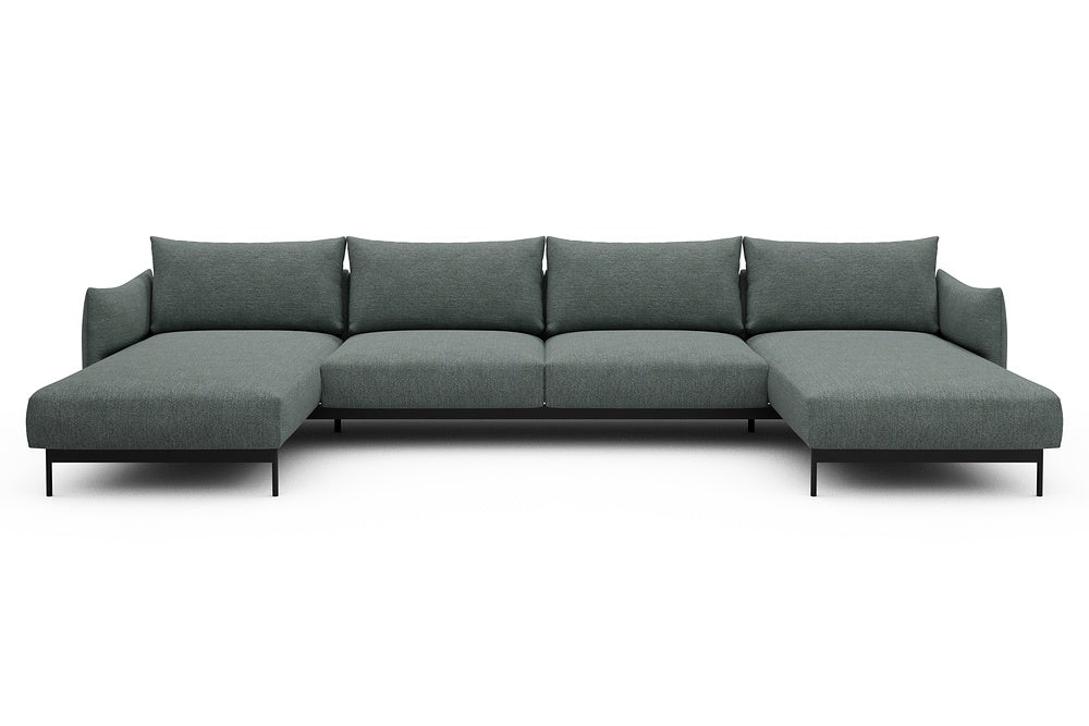 Kayto Modular Sofa - D4 - 385 x 185 cm - Chaise + 2 Seater + Chaise - 770 Carreno Cielo Blue