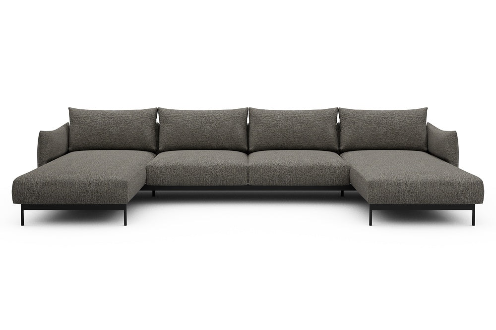 Kayto Modular Sofa - D4 - 385 x 185 cm - Chaise + 2 Seater + Chaise - 771 Carreno Sepia Brown