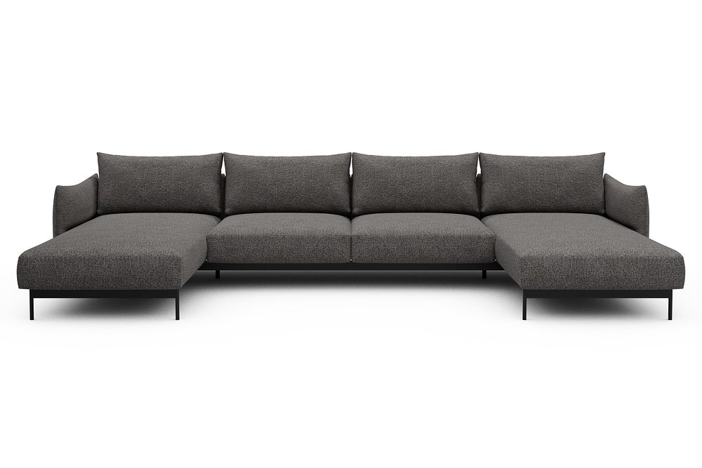 Kayto Modular Sofa - D4 - 385 x 185 cm - Chaise + 2 Seater + Chaise - 772 Carreno Salt & Pepper