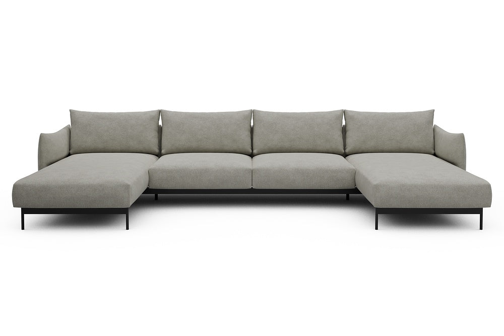 Kayto Modular Sofa - D4 - 385 x 185 cm - Chaise + 2 Seater + Chaise - 773 Carreno Moon Stone White