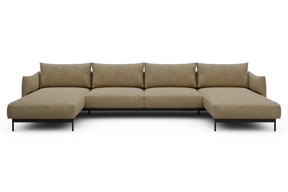 Kayto Modular Sofa - D4 - 385 x 185 cm - Chaise + 2 Seater + Chaise - 774 Carreno Sicilian Yellow