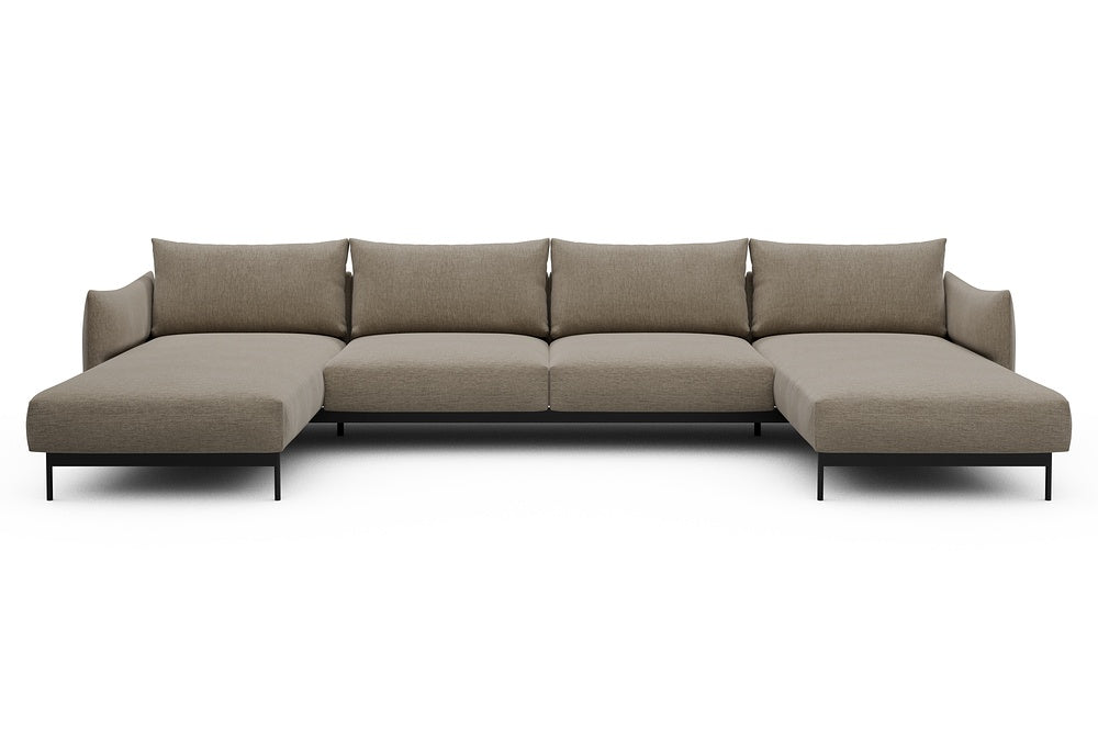 Kayto Modular Sofa - D4 - 385 x 185 cm - Chaise + 2 Seater + Chaise - 810 Smooth Smooth Beige