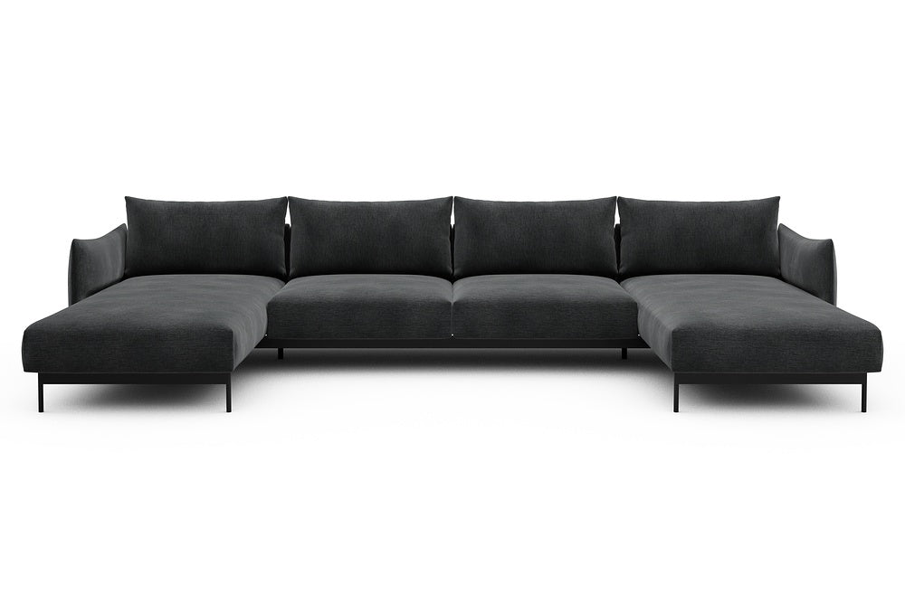 Kayto Modular Sofa - D4 - 385 x 185 cm - Chaise + 2 Seater + Chaise - 811 Smooth Deep Warm Grey