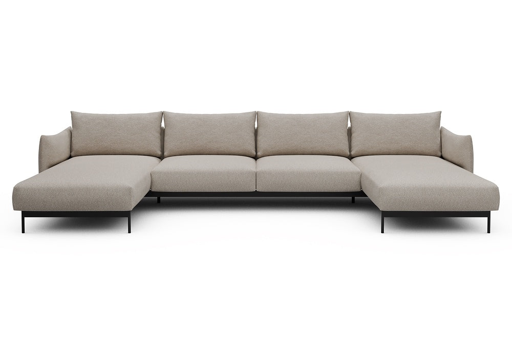 Kayto Modular Sofa - D4 - 385 x 185 cm - Chaise + 2 Seater + Chaise - 816 Aivi Lace Beige