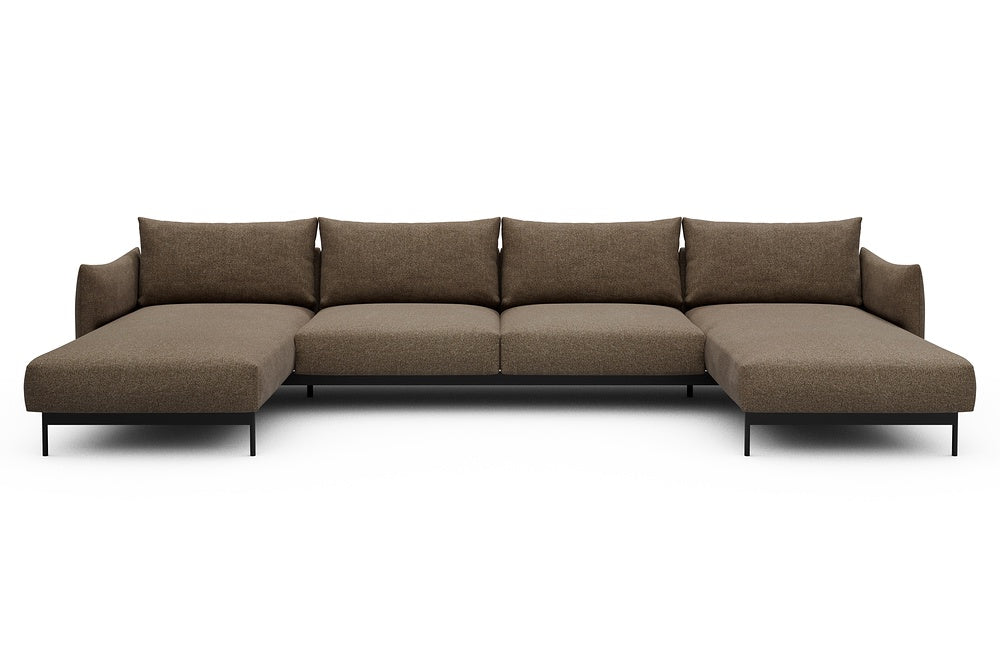 Kayto Modular Sofa - D4 - 385 x 185 cm - Chaise + 2 Seater + Chaise - 817 Aivi Khaki Brown