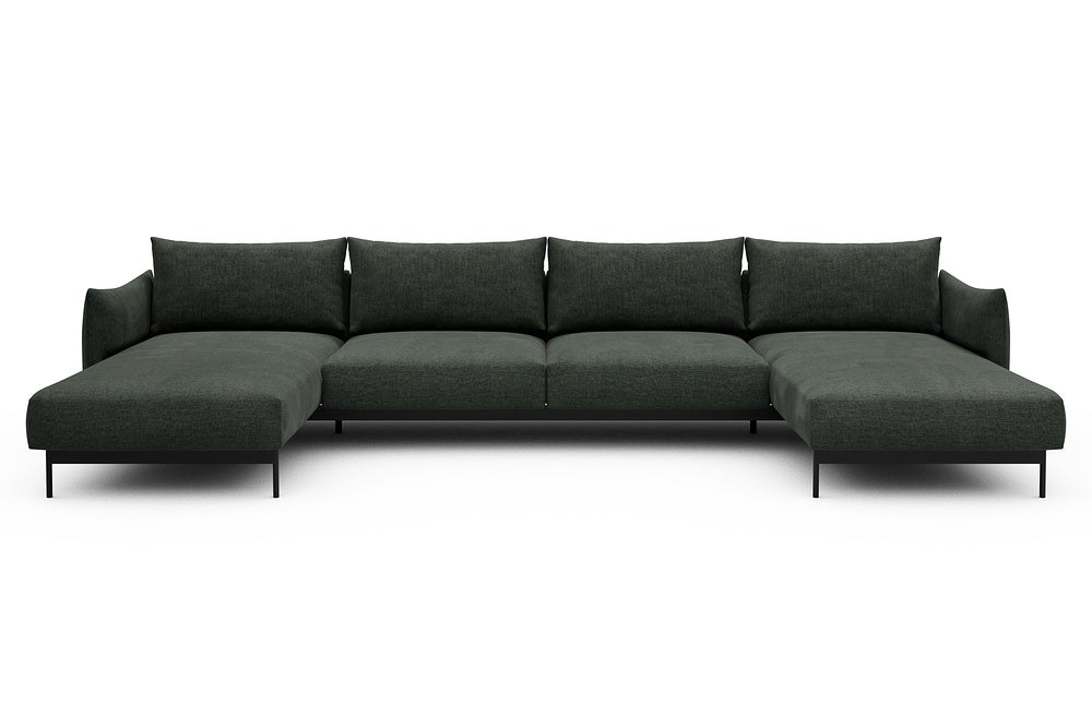 Kayto Modular Sofa - D4 - 385 x 185 cm - Chaise + 2 Seater + Chaise - 818 Aivi Pine Green