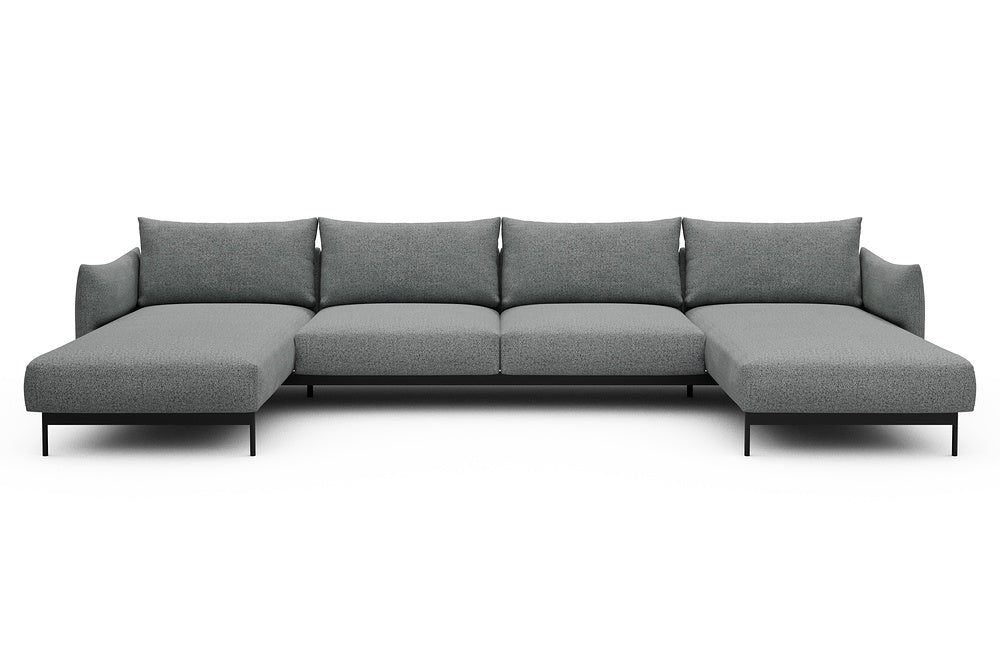 Kayto Modular Sofa - D4 - 385 x 185 cm - Chaise + 2 Seater + Chaise - 819 Aivi Gravel Grey