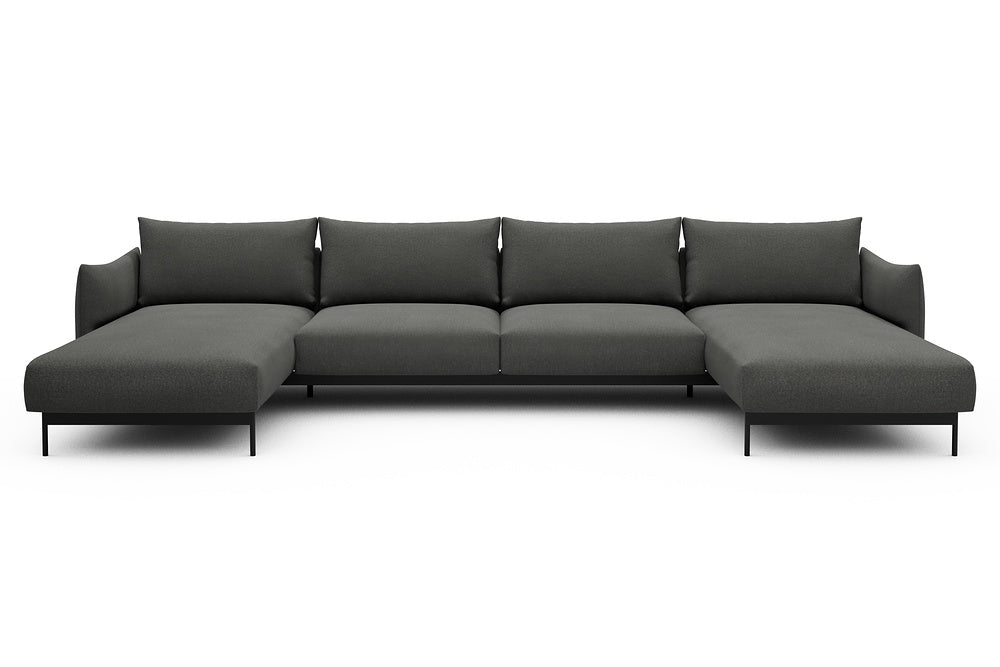 Kayto Modular Sofa - D4 - 385 x 185 cm - Chaise + 2 Seater + Chaise - 852 Mahoga Seal Grey