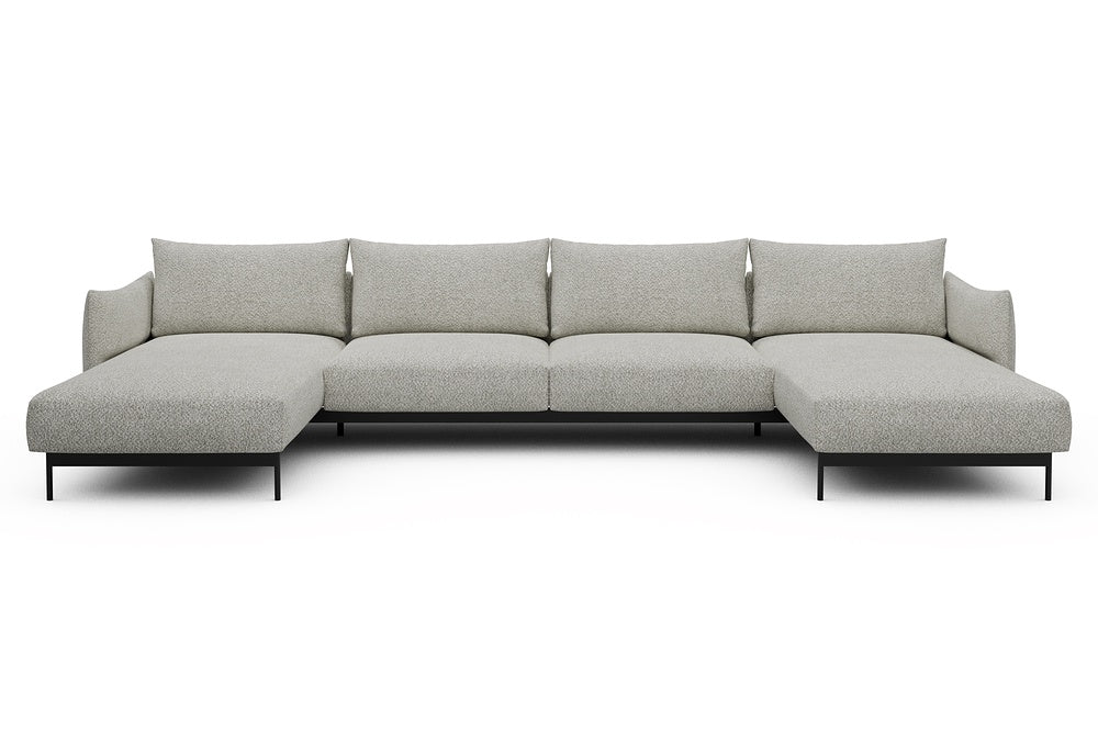 Kayto Modular Sofa - D4 - 385 x 185 cm - Chaise + 2 Seater + Chaise - 867 Vanora Warm Sand