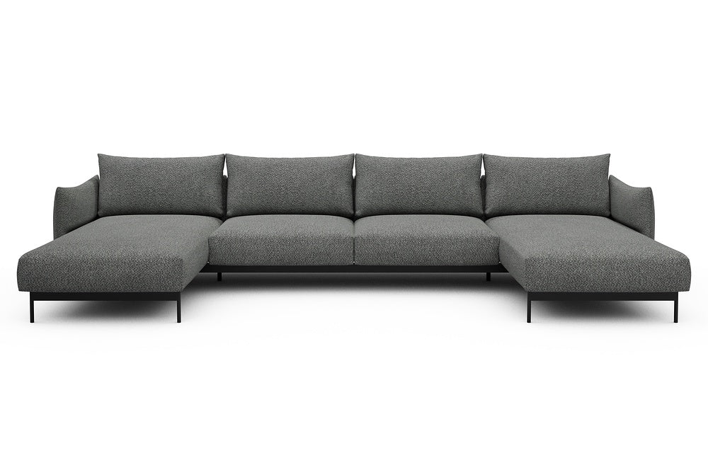 Kayto Modular Sofa - D4 - 385 x 185 cm - Chaise + 2 Seater + Chaise - 868 Vanora Warm Grey