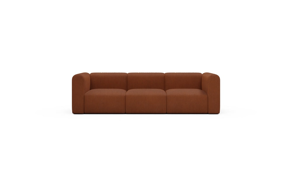 Rund Casual Modular Sofa - Configurations 1 - A3H - 266 x 97 cm - 3 Seater - 595 Corduroy Burnt-Orange