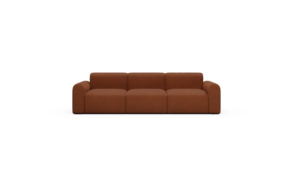Rund Casual Modular Sofa - Configurations 1 - A3L - 266 x 97 cm - 3 Seater - 595 Corduroy Burnt-Orange
