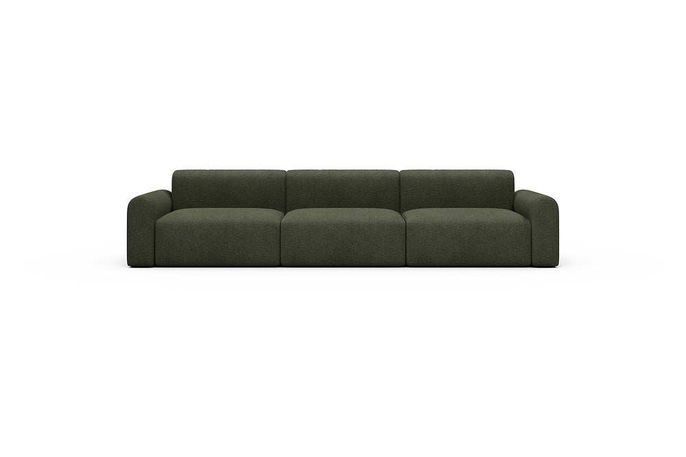 Rund Casual Modular Sofa - Configurations 1 - B3L - 335 x 97 cm - 3,5 Seater - 535 Bouclé Forest Green